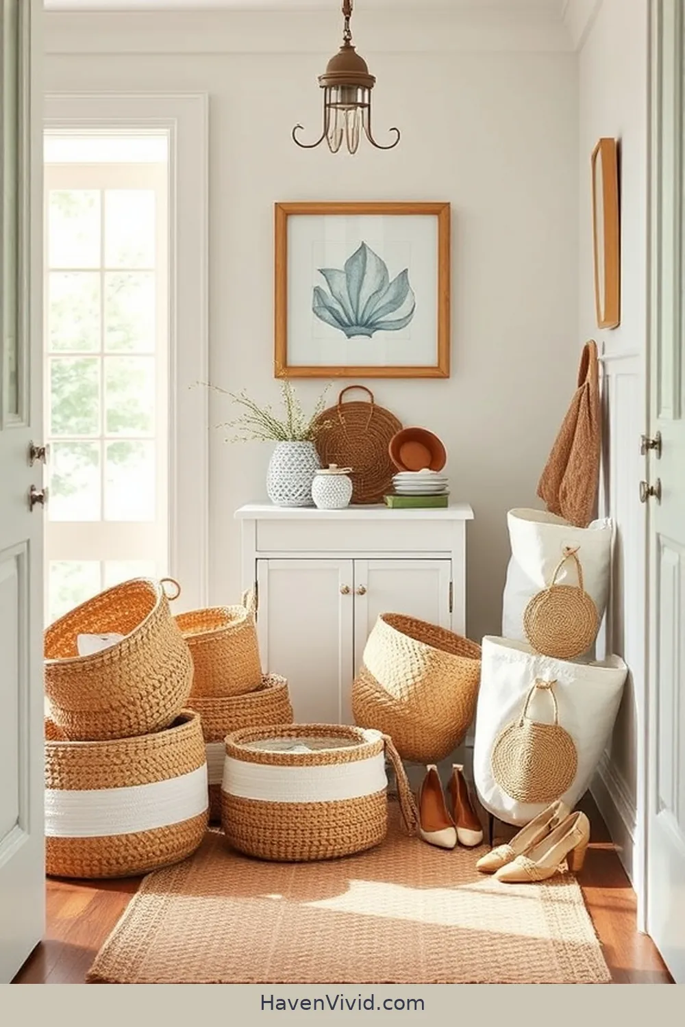 20 Ways to Embrace Coastal Living in Your Entryway Using Organic Cotton 10 Utilize Organic Cotton Baskets for Organizing Shoes for 20 Ways to Embrace Coastal Living in Your Entryway Using Organic Cotton
