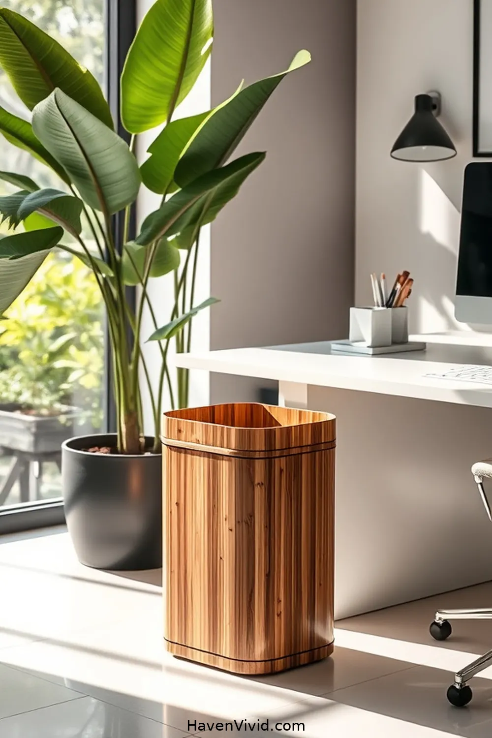 20 Ways to Embrace Eco-Friendly Living in Your Home Office Using Bamboo 17 Eco-Friendly Bamboo Waste Bins for 20 Ways to Embrace Eco-Friendly Living in Your Home Office Using Bamboo