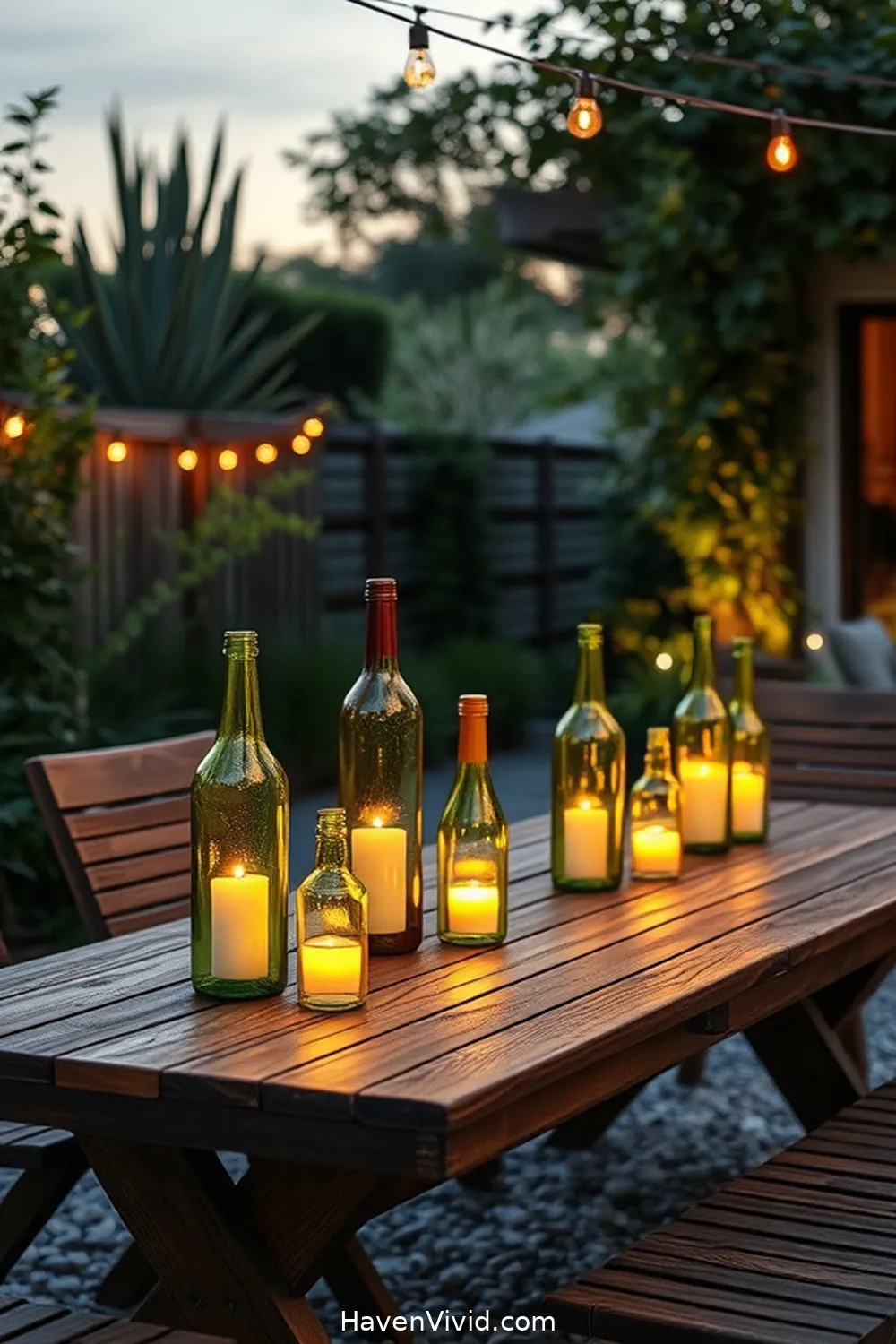 20 Ways to Embrace a Minimalist Lifestyle in Your Outdoor Patio Using Reclaimed Materials 14 Recycled Glass Bottle Lanterns for 20 Ways to Embrace a Minimalist Lifestyle in Your Outdoor Patio Using Reclaimed Materials