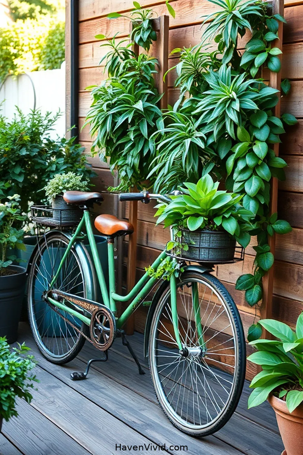 20 Ways to Embrace a Minimalist Lifestyle in Your Outdoor Patio Using Reclaimed Materials 18 Vintage Bicycles as Plant Holders for 20 Ways to Embrace a Minimalist Lifestyle in Your Outdoor Patio Using Reclaimed Materials