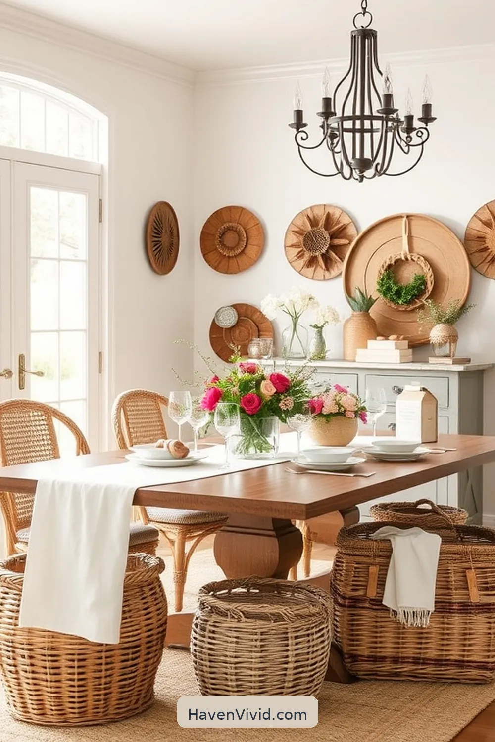 20 Ways to Use Natural Fibers in Your Farmhouse Dining Room 5 Wicker Baskets for Decorative Storage for 20 Ways to Use Natural Fibers in Your Farmhouse Dining Room