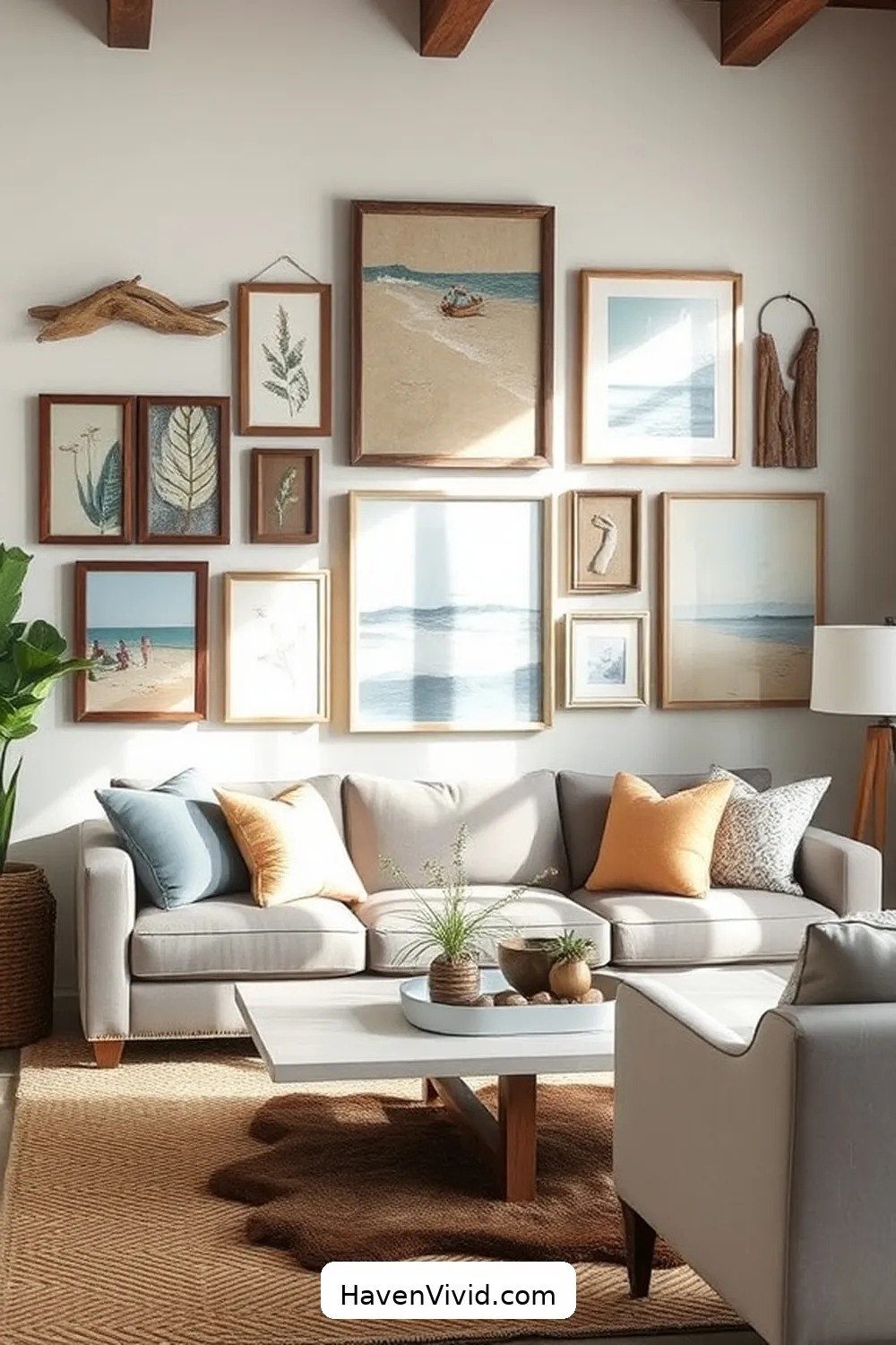 Achieve Coastal Living in Your Living Room Using Reclaimed Materials 5 Creating a Gallery Wall With Salvaged Art for Achieve Coastal Living in Your Living Room Using Reclaimed Materials