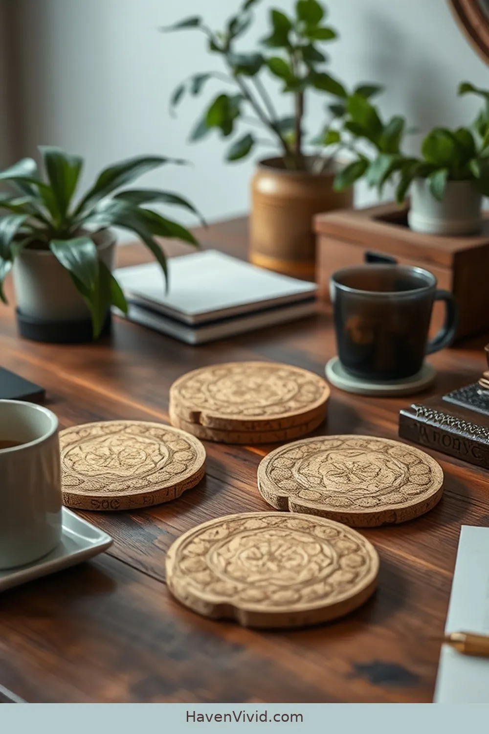 Achieve Farmhouse Living in Your Home Office Using Cork: 10 Ways 4 Cork Coasters to Protect Surfaces for Achieve Farmhouse Living in Your Home Office Using Cork: 10 Ways