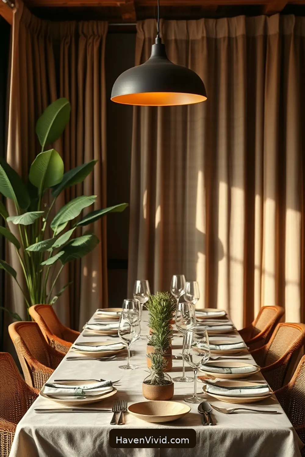 Achieve a Glamorous Dining Room Using Natural Fibers 11 Lighting That Highlights Natural Elements for Achieve a Glamorous Dining Room Using Natural Fibers