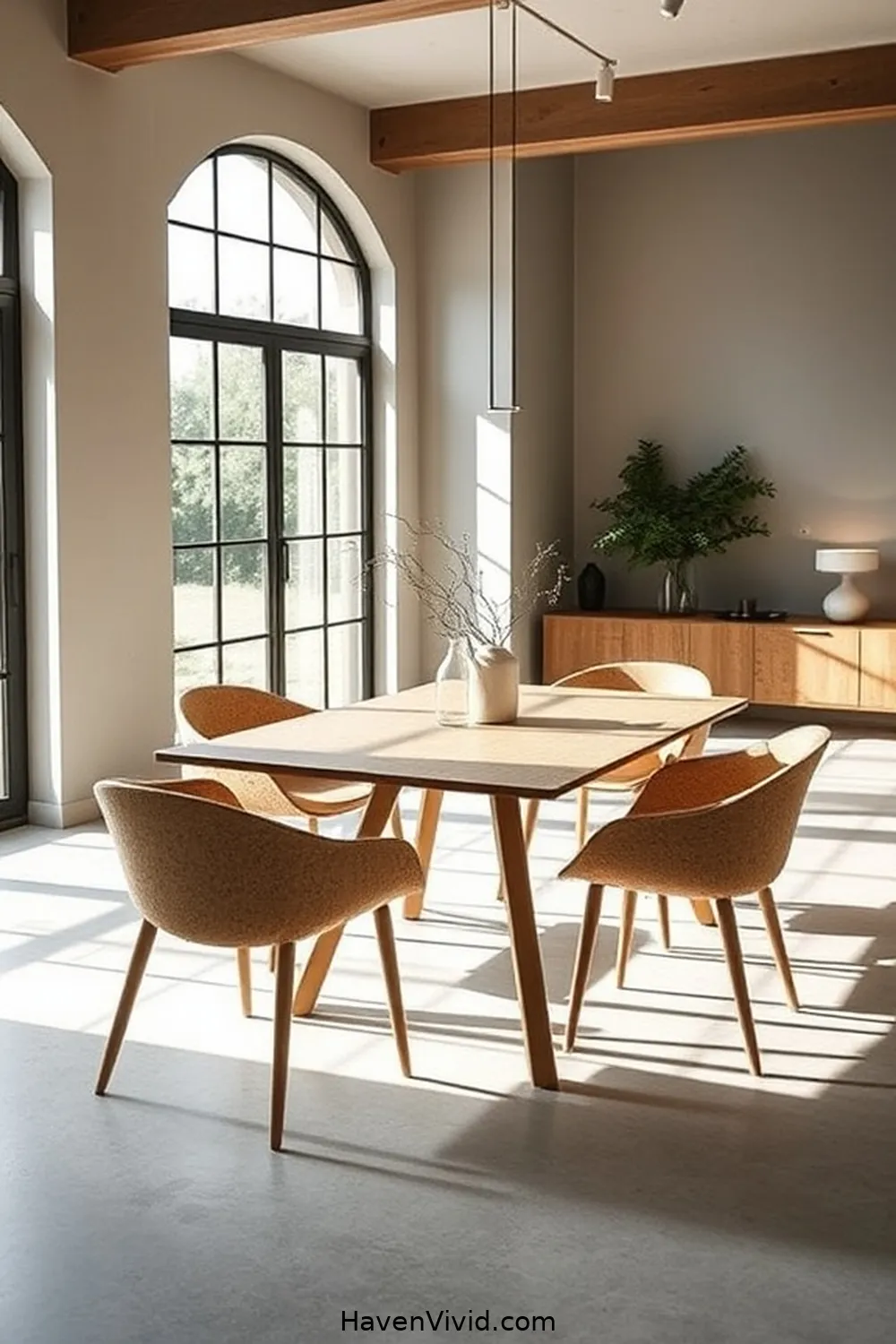 Select Cork Furniture for Clean Lines and Functionality for Achieve a Minimalist Dining Room Lifestyle Using Cork in 3 Steps