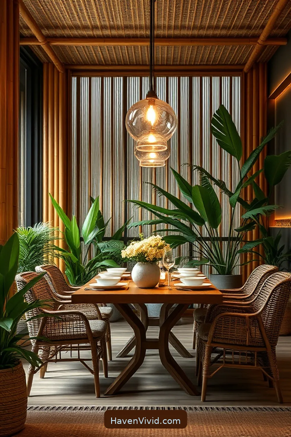 Create Artistic Dining Spaces Using Bamboo Decor 7 Lighting Options to Highlight Bamboo Elements for Create Artistic Dining Spaces Using Bamboo Decor