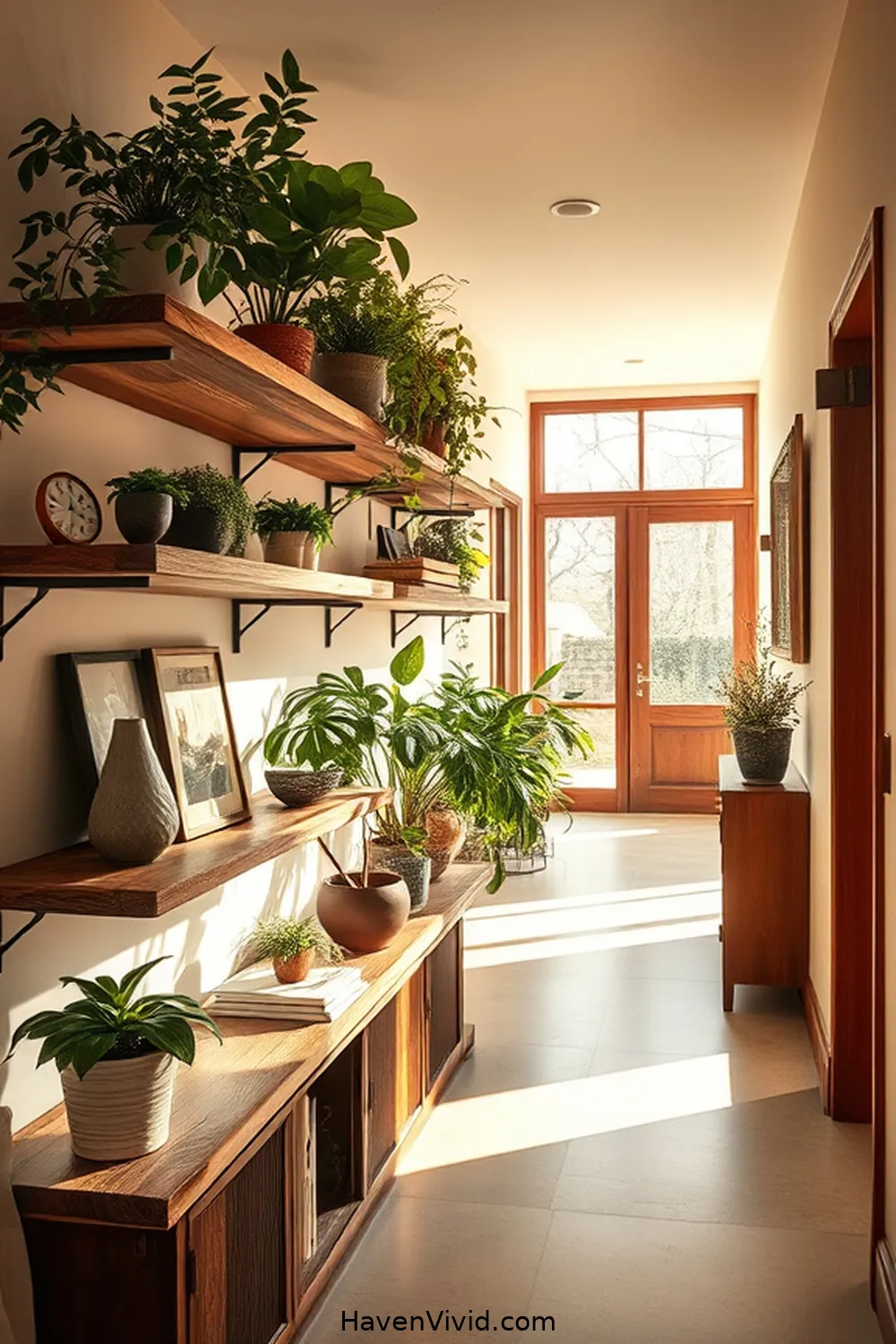 Create Artistic Hallway Spaces Using Recycled Wood 6 Incorporating Wood Shelves Into Your Hallway for Create Artistic Hallway Spaces Using Recycled Wood