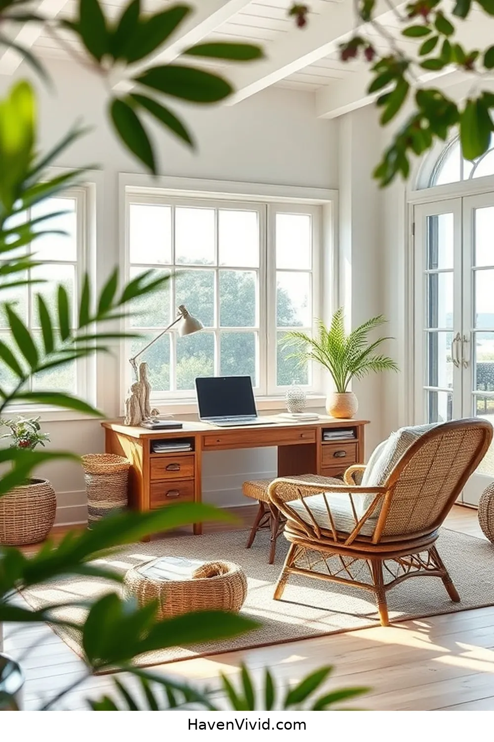 Create a Coastal Living Home Office Using Natural Fibers 6 Choose Furniture in Driftwood or Rattan Styles for Create a Coastal Living Home Office Using Natural Fibers