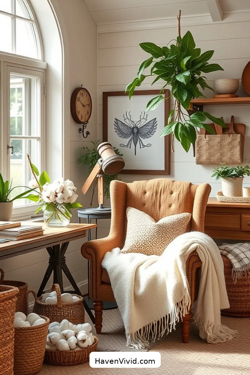 Creating a Comfortable Chair Arrangement for Create a Farmhouse Home Office Using Organic Cotton Decor