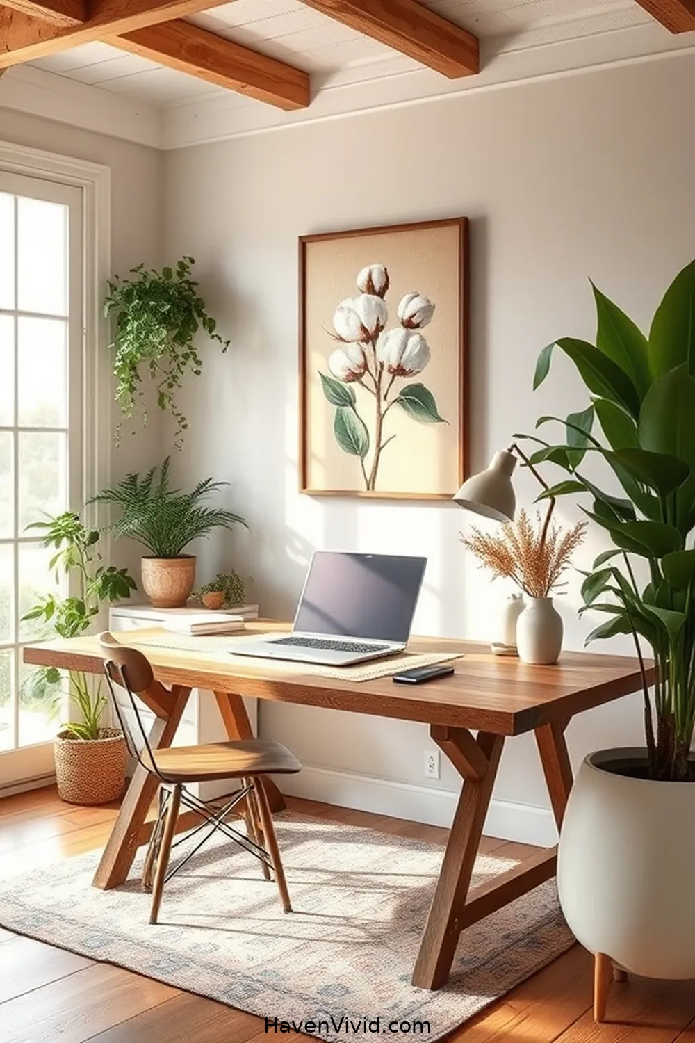 Decorating With Wall Art for Create a Farmhouse Home Office Using Organic Cotton Decor
