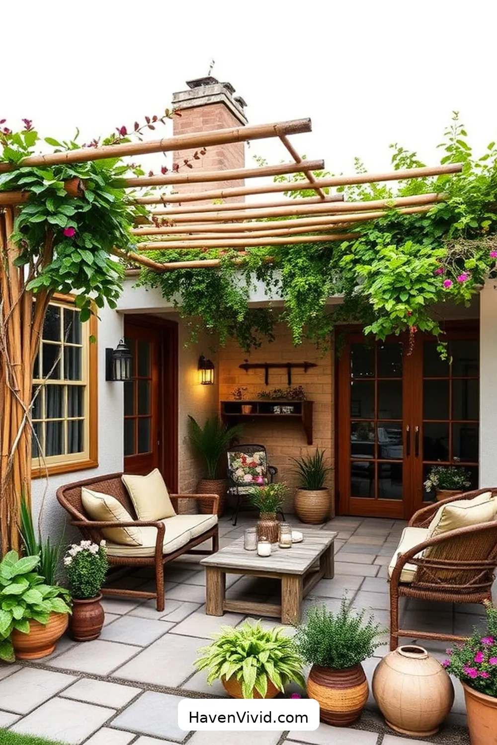 Create a Farmhouse Outdoor Patio Using Bamboo Accents 8 Using Bamboo as a Trellis for Climbing Plants for Create a Farmhouse Outdoor Patio Using Bamboo Accents