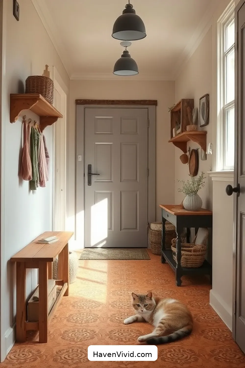 Creating Functional Storage Solutions for Create a Warm Farmhouse Hallway Using Cork Flooring