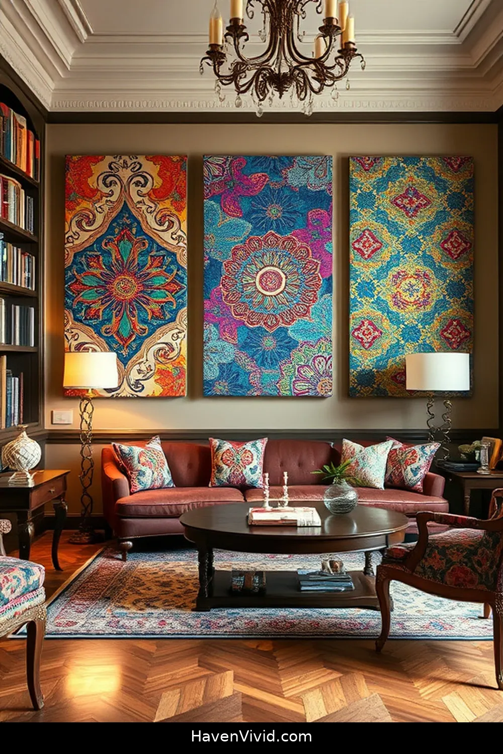 Creating a Glamorous Library Using Upcycled Fabric for a Chic Lifestyle 7 Upcycled Wall Art: Fabric Inspiration for Library Decor for Creating a Glamorous Library Using Upcycled Fabric for a Chic Lifestyle