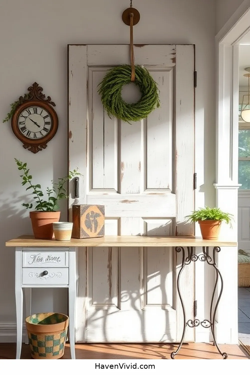 DIY Guide to Farmhouse Living in Your Entryway Using Recycled Wood 8 Transforming an Old Door Into a Stunning Entryway Table for DIY Guide to Farmhouse Living in Your Entryway Using Recycled Wood