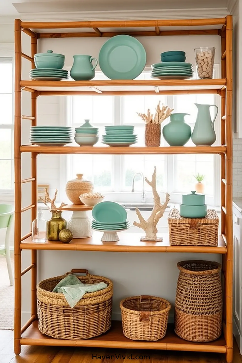 Embrace Coastal Living in Your Kitchen Using Bamboo: 7 Ways 3 Stylish Bamboo Shelving to Display Coastal Decor for Embrace Coastal Living in Your Kitchen Using Bamboo: 7 Ways