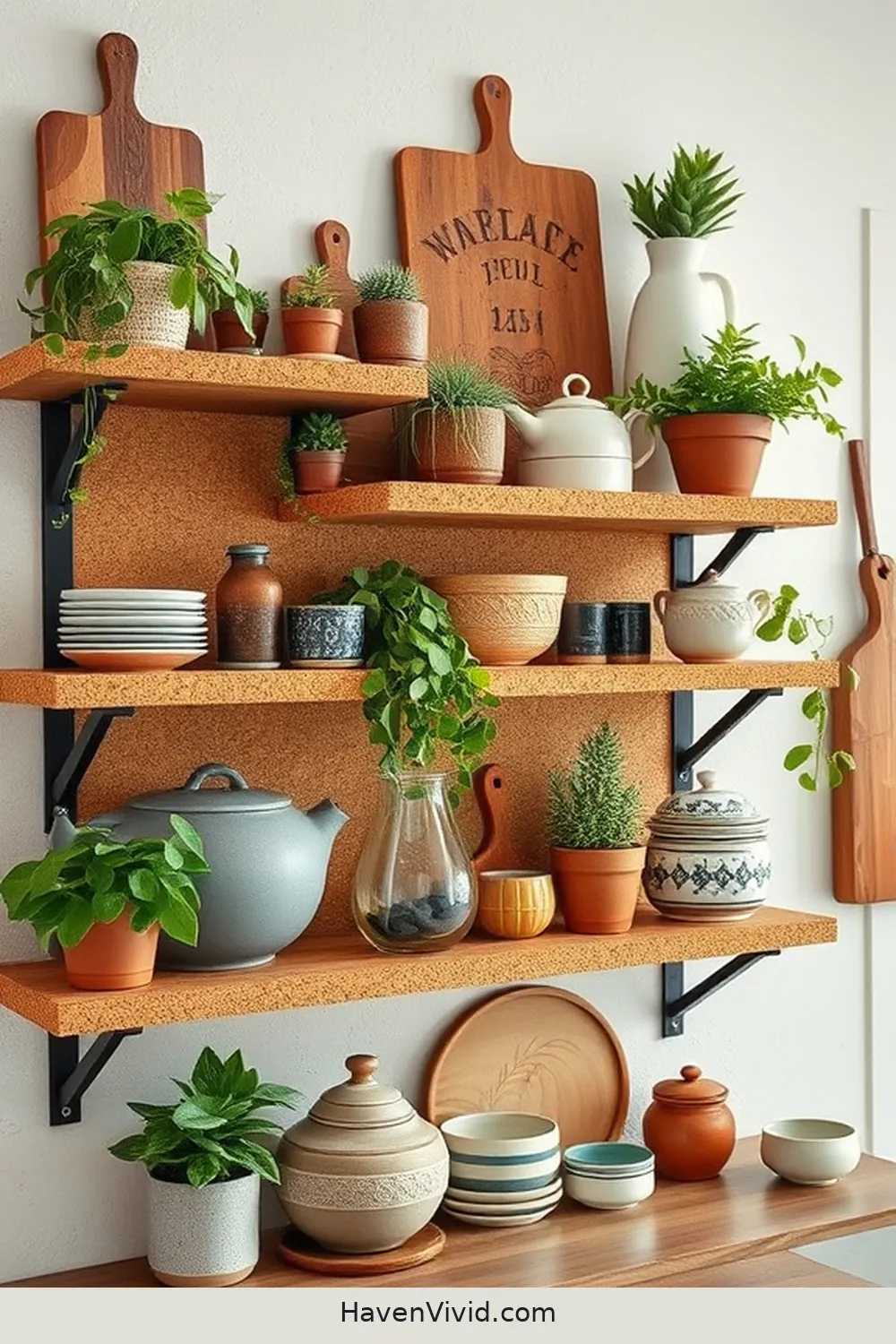 Embrace Farmhouse Living in Your Kitchen Using Cork: 10 Ways 8 Cork Shelves for Decorative Displays for Embrace Farmhouse Living in Your Kitchen Using Cork: 10 Ways