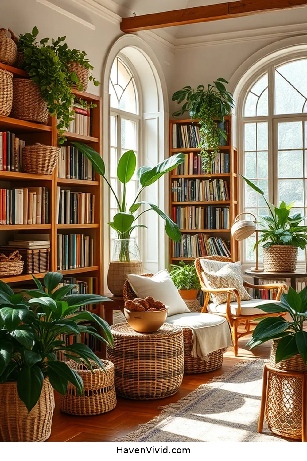 Embrace Farmhouse Living in Your Library Using Natural Fibers 12 Incorporating Plants for a Natural Touch for Embrace Farmhouse Living in Your Library Using Natural Fibers