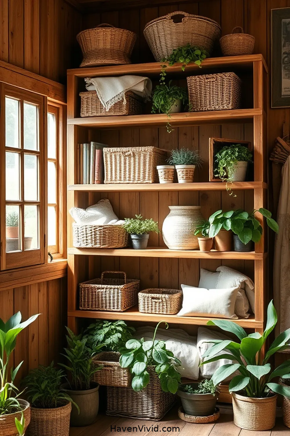 Embrace Farmhouse Living in Your Library Using Natural Fibers 11 Wooden Shelves: Adding Character and Warmth for Embrace Farmhouse Living in Your Library Using Natural Fibers