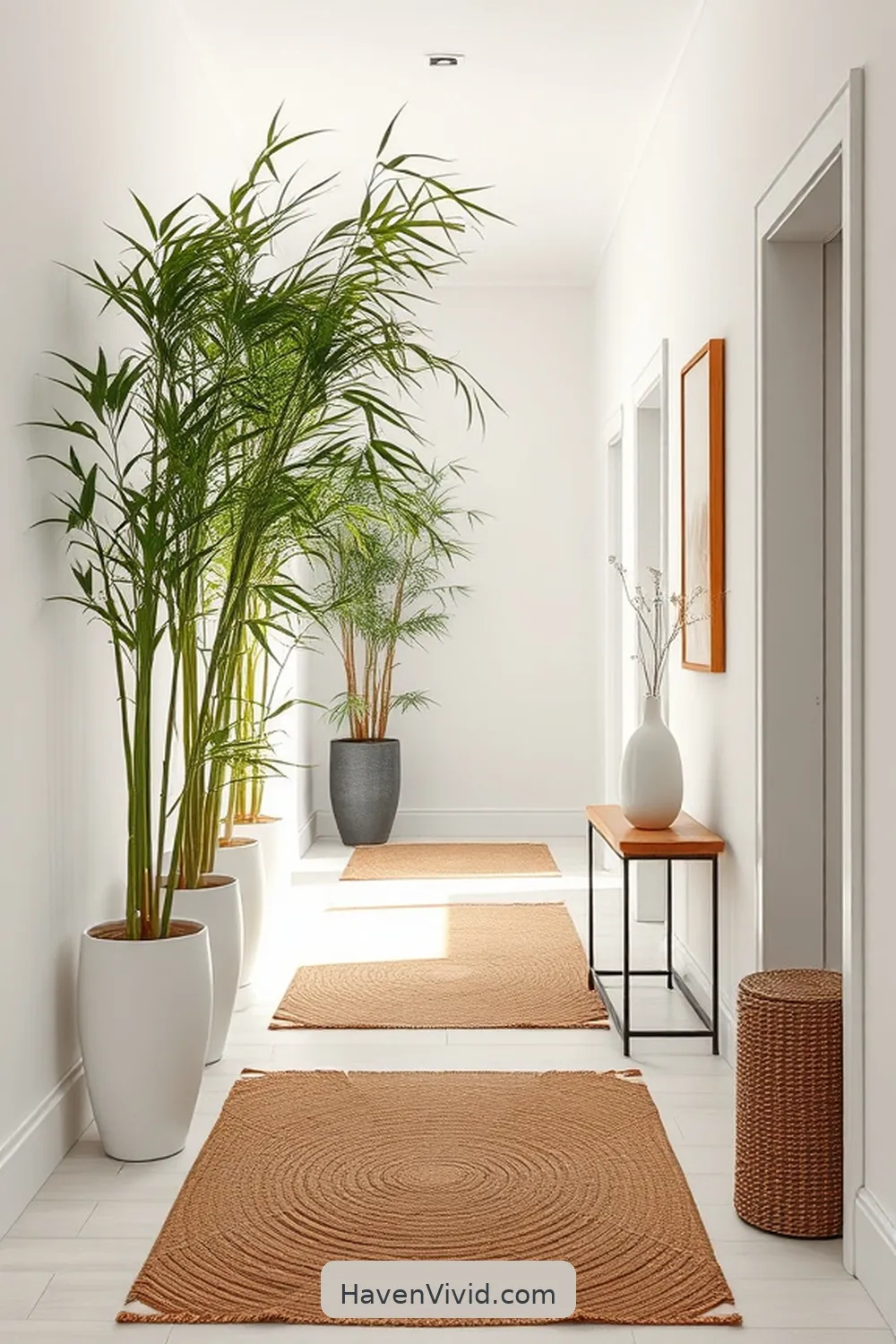 Incorporating Plants for a Touch of Nature for Embrace a Minimalist Lifestyle in Your Hallway Using Natural Fibers