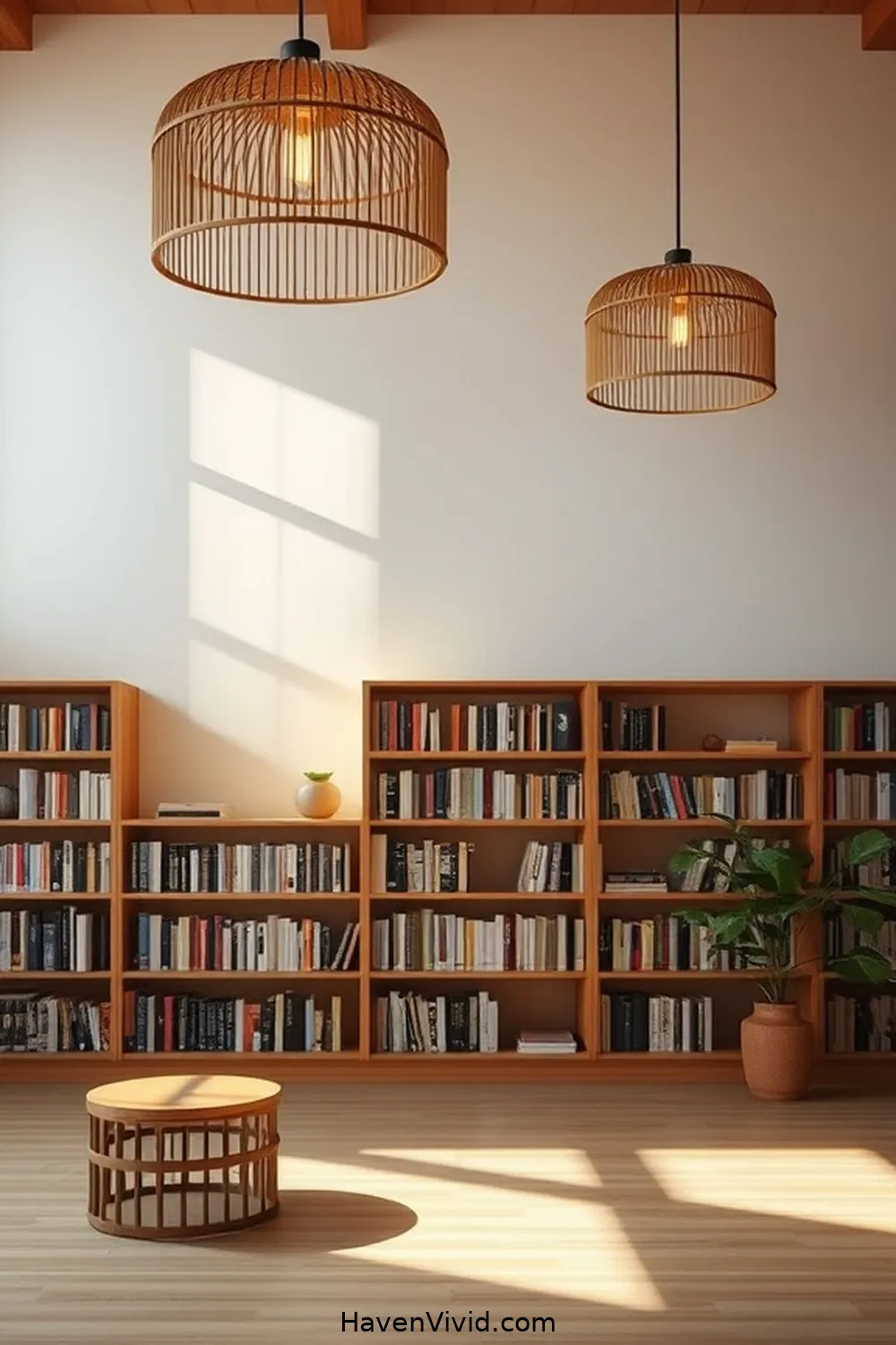 Embrace a Minimalist Lifestyle in Your Library Using Bamboo Decor 9 Using Bamboo Lighting for a Cozy Atmosphere for Embrace a Minimalist Lifestyle in Your Library Using Bamboo Decor