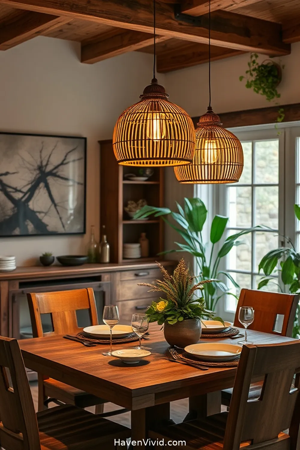 Embracing Farmhouse Living in Your Dining Room Using Bamboo: 10 Ways 7 Bamboo Lighting: Creating a Warm Ambiance for Embracing Farmhouse Living in Your Dining Room Using Bamboo: 10 Ways