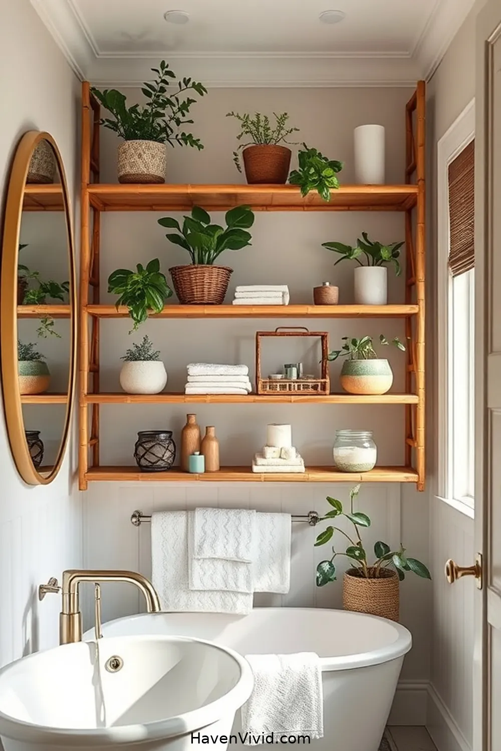 Incorporating Bamboo in Your Farmhouse Living Bathroom 4 Bamboo Shelving Ideas for Storage and Display for Incorporating Bamboo in Your Farmhouse Living Bathroom