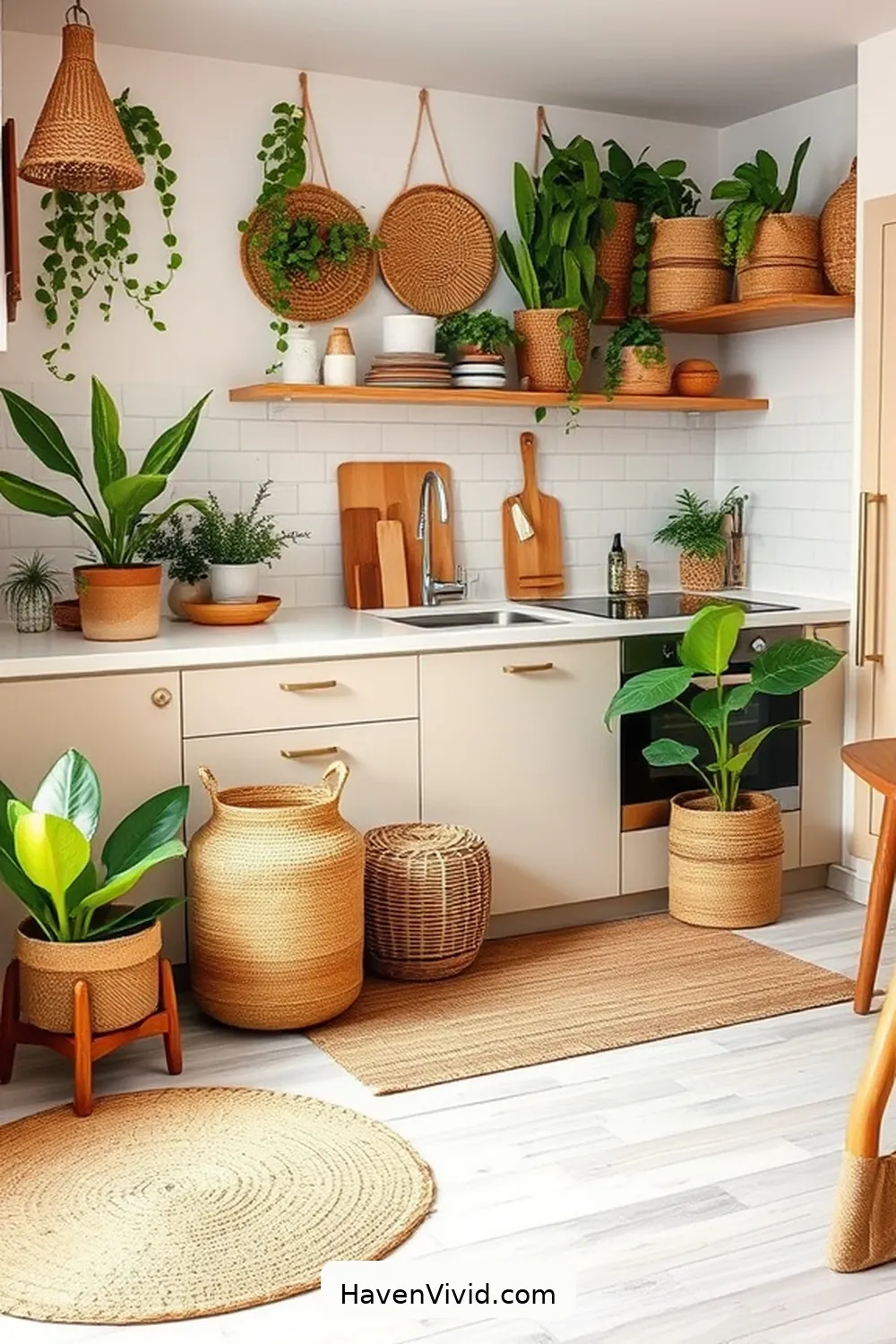 Inspiring Ideas for an Urban Living Kitchen Using Natural Fibers 8 Green Accents: Decorate With Plants and Other Natural Elements for Inspiring Ideas for an Urban Living Kitchen Using Natural Fibers