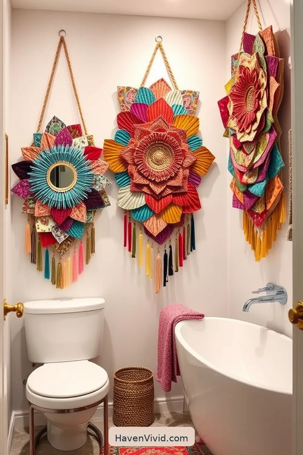 Sustainable Bathroom Makeover Using Upcycled Fabric in Urban Living 7 Designing Decorative Wall Hangings From Fabric Scraps for Sustainable Bathroom Makeover Using Upcycled Fabric in Urban Living