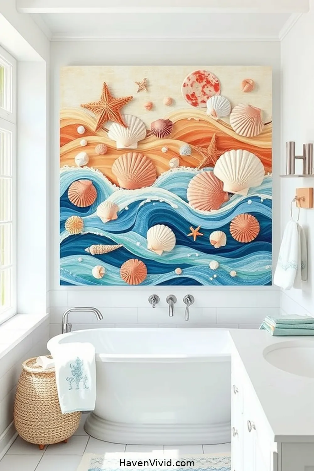 Transform Your Bathroom for Coastal Living Using Upcycled Fabric 6 Fabric Wall Art for a Beachy Atmosphere for Transform Your Bathroom for Coastal Living Using Upcycled Fabric