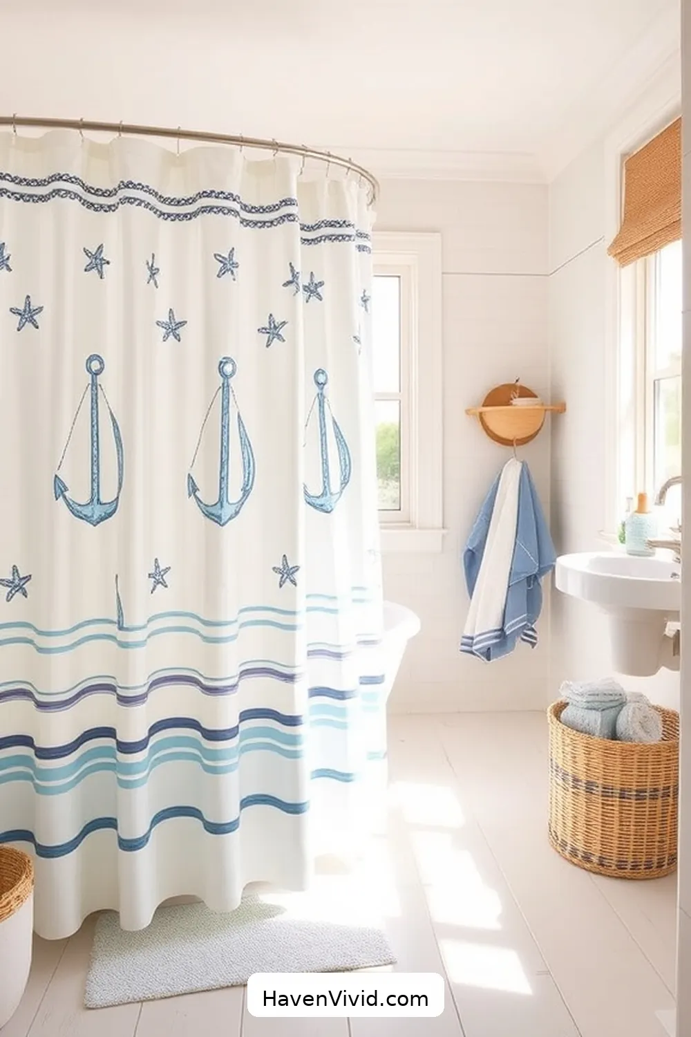 Transform Your Bathroom for Coastal Living Using Upcycled Fabric 3 Upcycled Shower Curtains for a Nautical Touch for Transform Your Bathroom for Coastal Living Using Upcycled Fabric