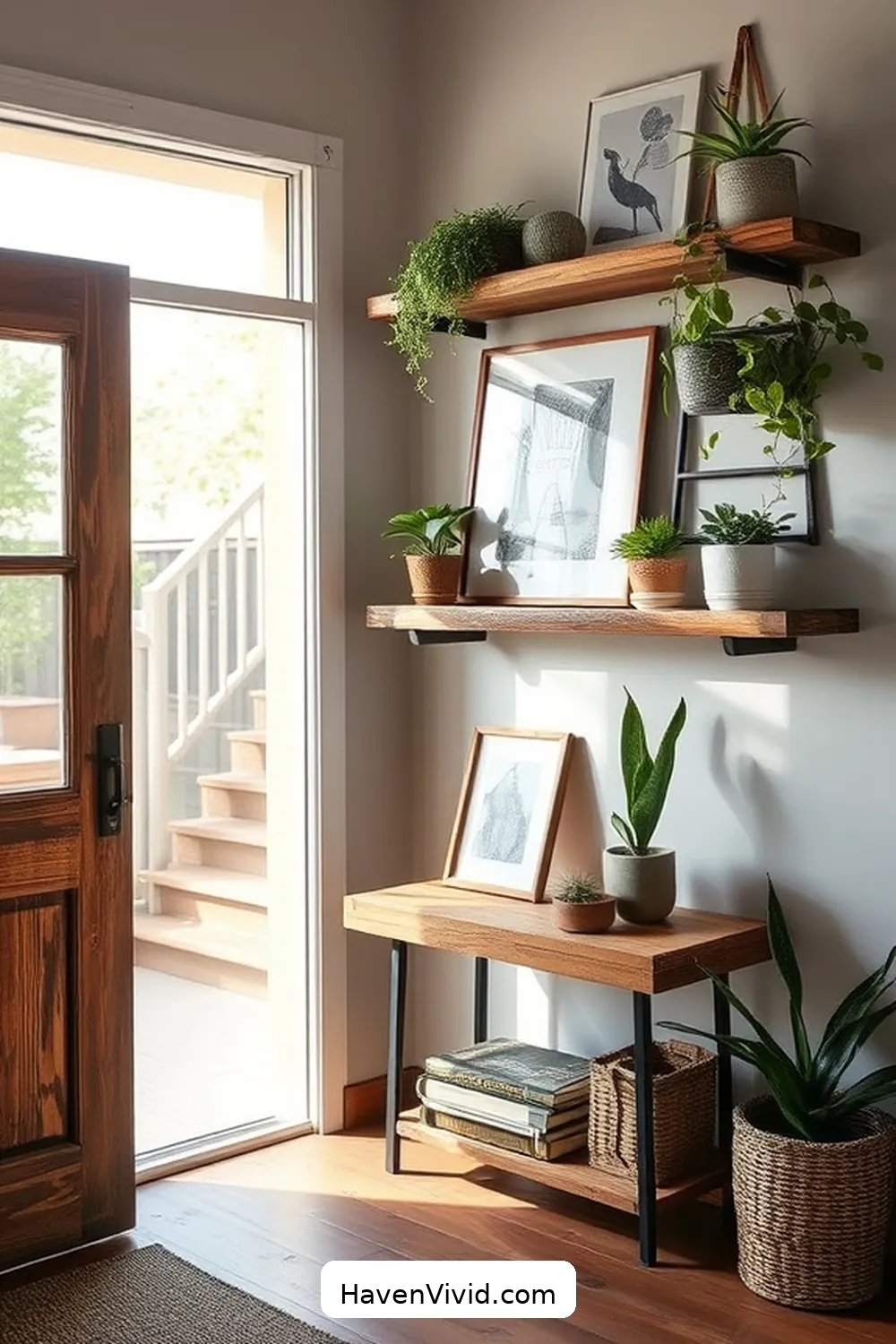 Transform Your Entryway With Artistic Spaces Using Recycled Wood 10 Adding Shelving With Reclaimed Wood for Transform Your Entryway With Artistic Spaces Using Recycled Wood