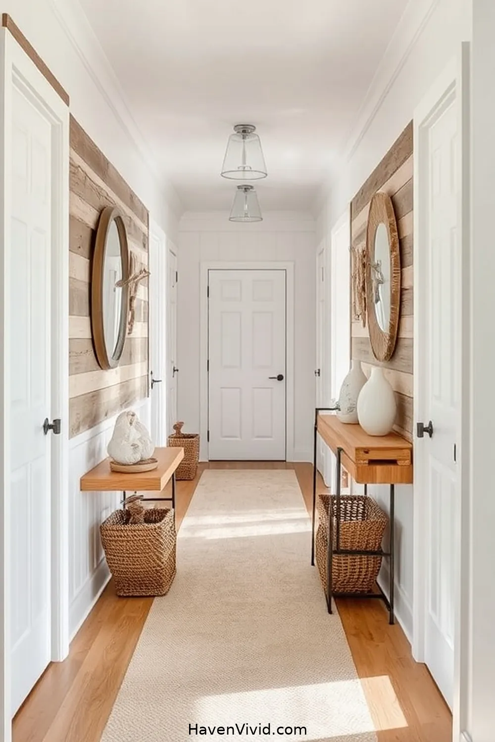 Adding Coastal-Themed Decor With Recycled Wood Accents for Transform Your Hallway for Coastal Living Using Recycled Wood