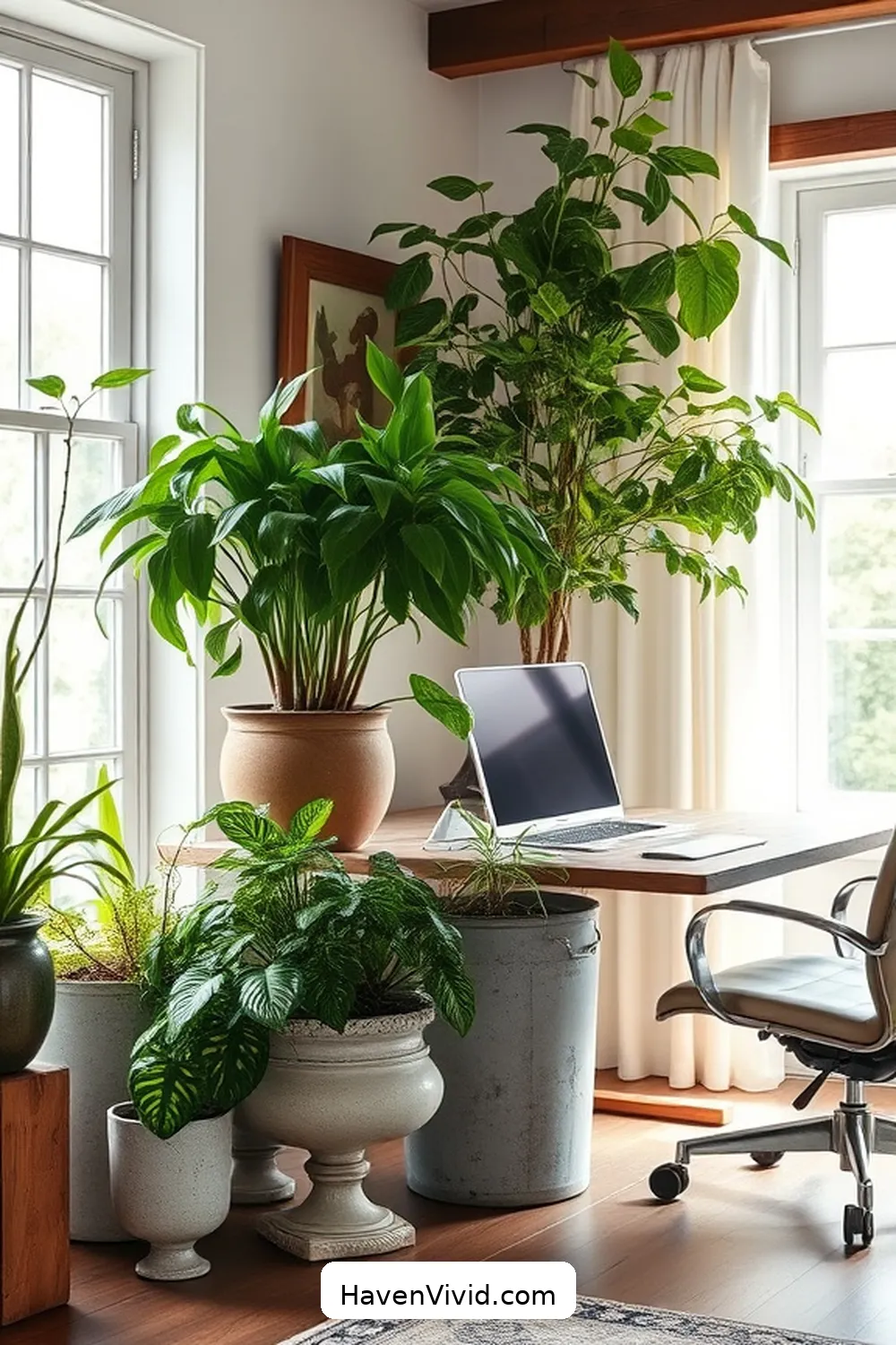 Transform Your Home Office Into a Glamorous Lifestyle Using Reclaimed Materials 13 Adding Greenery: Incorporating Vintage Planters for Transform Your Home Office Into a Glamorous Lifestyle Using Reclaimed Materials