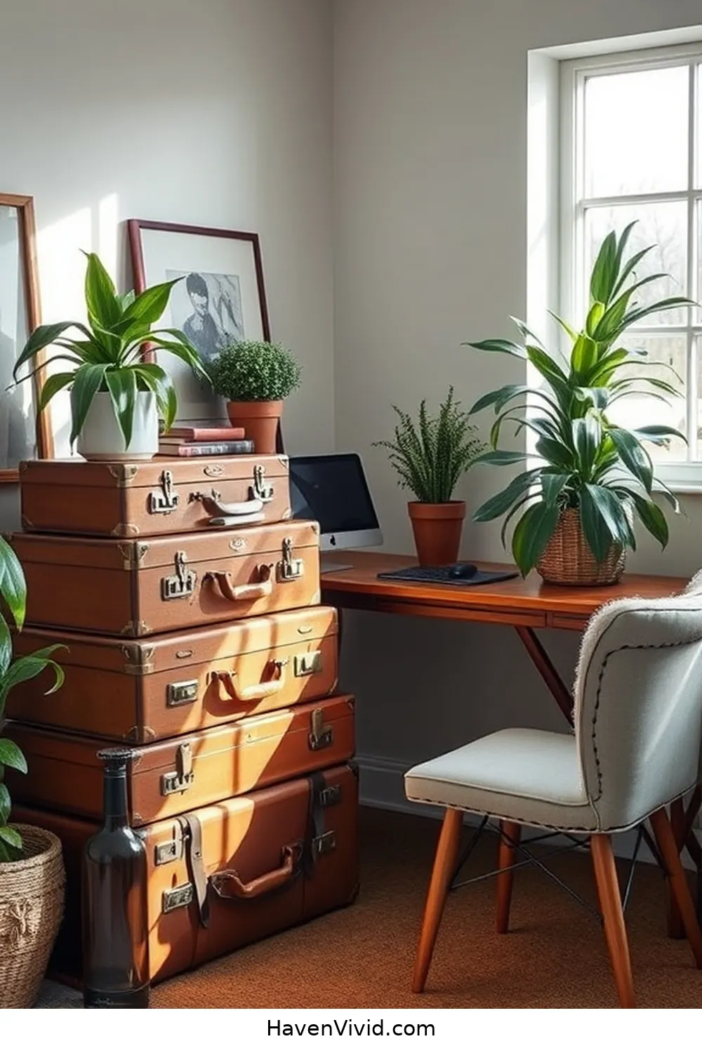 Transform Your Home Office Into a Glamorous Lifestyle Using Reclaimed Materials 4 Creative Storage Solutions With Vintage Suitcases for Transform Your Home Office Into a Glamorous Lifestyle Using Reclaimed Materials
