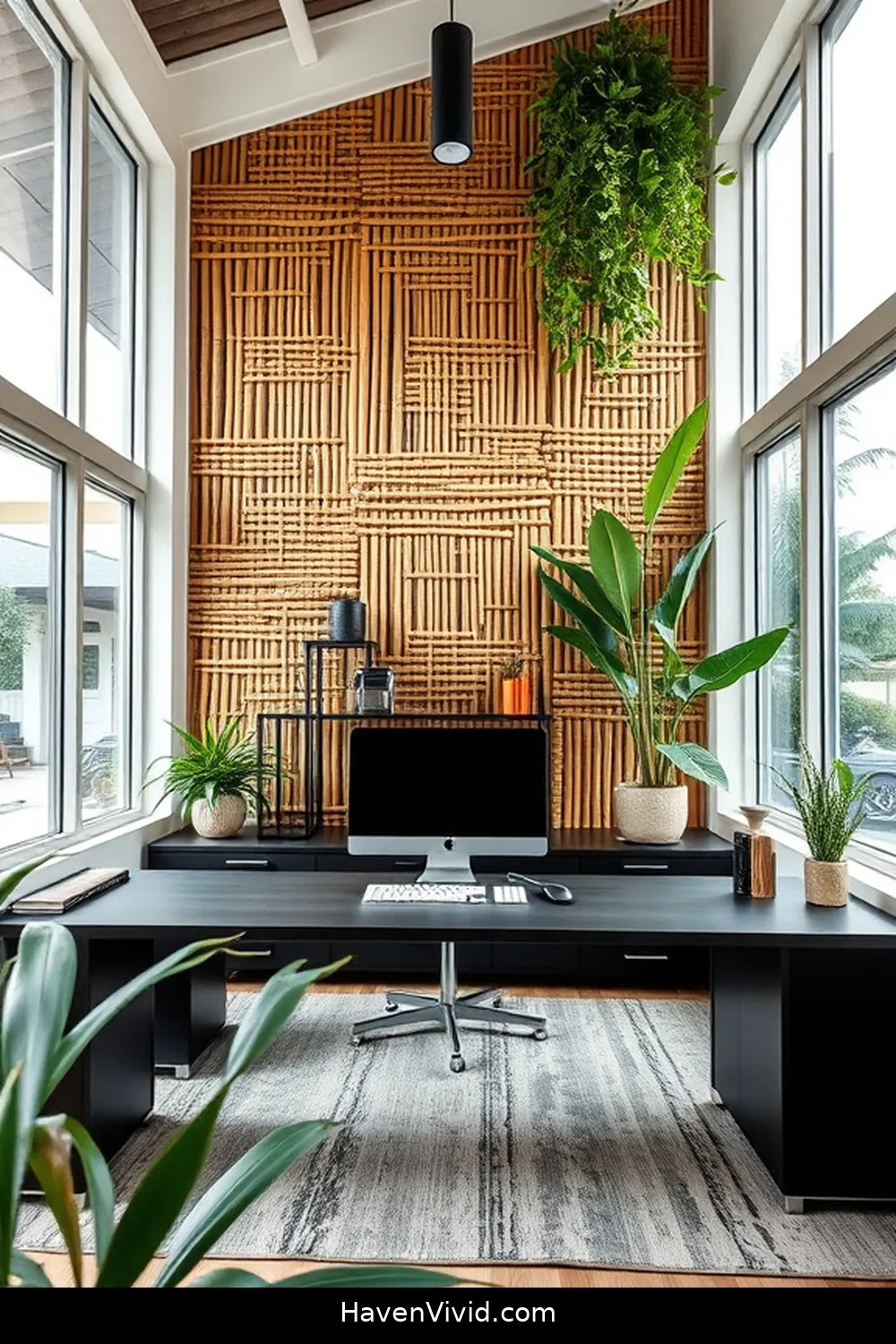 Transform Your Home Office for Farmhouse Living Using Bamboo 10 Creating a Bamboo Wall for a Statement Piece for Transform Your Home Office for Farmhouse Living Using Bamboo